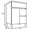 Mueble + lavabo albuera 70x45 cm roble natural mate 2 cajones y 2 puertas patas