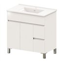 Mueble + lavabo albuera 80x45 cm blanco brillo 2 cajones y 2 puertas patas