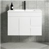 Mueble + lavabo albuera 80x45 cm blanco brillo 2 cajones y puertas suspendido