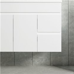Mueble + lavabo albuera 80x45 cm blanco brillo 2 cajones y puertas suspendido