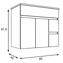 Mueble + lavabo albuera 80x45 cm blanco brillo 2 cajones y puertas suspendido