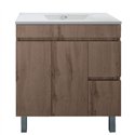 Mueble + lavabo albuera 80x45 cm gris brillo 2 cajones y 2 puertas patas