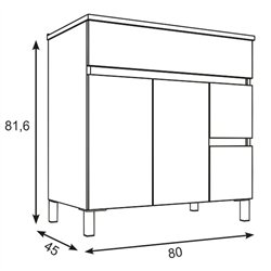 Mueble + lavabo albuera 80x45 cm gris brillo 2 cajones y 2 puertas patas