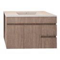 Mueble + lavabo albuera 80x45 cm gris brillo 2 cajones y puertas suspendido