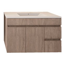 Mueble + lavabo albuera 80x45 cm gris brillo 2 cajones y puertas suspendido