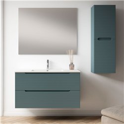 Conjunto de baño valnera 100x45 cm azul oceano mate 2 cajones suspendido