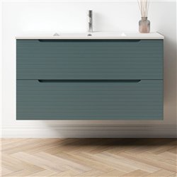 Conjunto de baño valnera 100x45 cm azul oceano mate 2 cajones suspendido