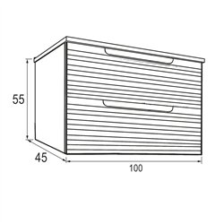 Conjunto de baño valnera 100x45 cm azul oceano mate 2 cajones suspendido