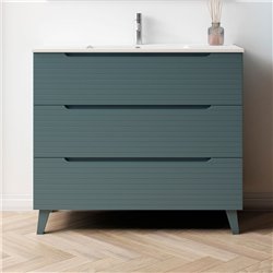 Conjunto de baño valnera 100x45 cm azul oceano mate 3 cajones con patas