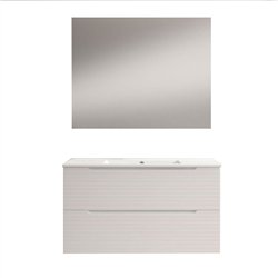 Conjunto de baño valnera 100x45 cm blanco mate 2 cajones suspendido