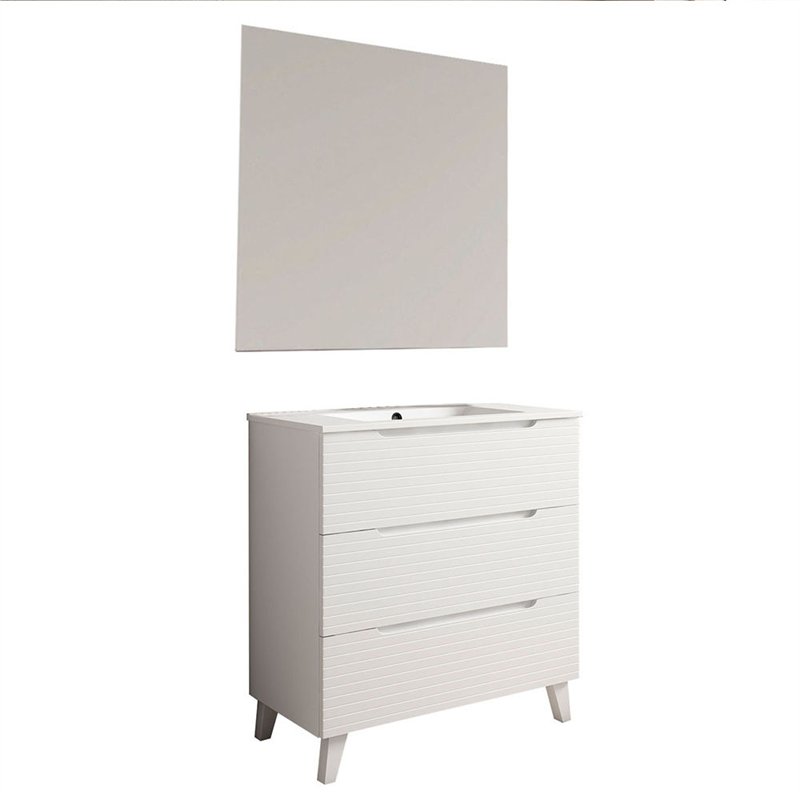 Conjunto de baño valnera 100x45 cm blanco mate 3 cajones con patas