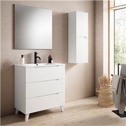 Conjunto de baño valnera 100x45 cm blanco mate 3 cajones con patas