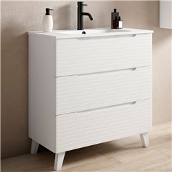 Conjunto de baño valnera 100x45 cm blanco mate 3 cajones con patas