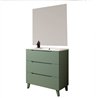 Conjunto de baño valnera 100x45 cm verde lago mate 3 cajones con patas