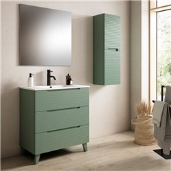 Conjunto de baño valnera 100x45 cm verde lago mate 3 cajones con patas