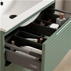 Conjunto de baño valnera 100x45 cm verde lago mate 3 cajones con patas