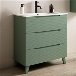 Conjunto de baño valnera 100x45 cm verde lago mate 3 cajones con patas