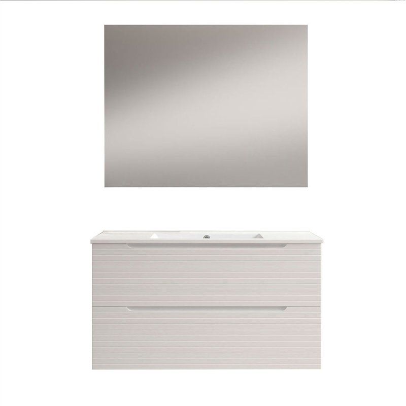 Conjunto de baño valnera 120x45 cm blanco mate 2 cajones suspendido