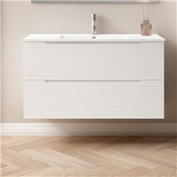 Conjunto de baño valnera 120x45 cm blanco mate 2 cajones suspendido
