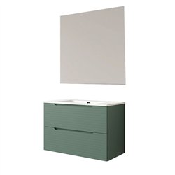 Conjunto de baño valnera 120x45 cm verde lago mate 2 cajones suspendido