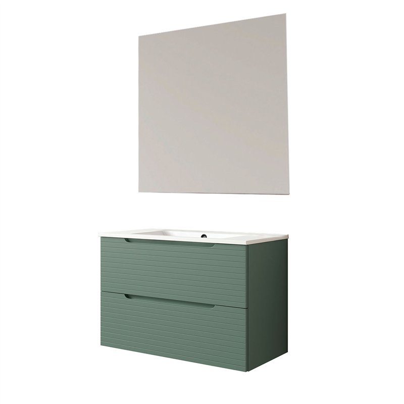 Conjunto de baño valnera 120x45 cm verde lago mate 2 cajones suspendido
