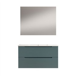 Conjunto de baño valnera 80x45 cm azul oceano mate 2 cajones suspendido
