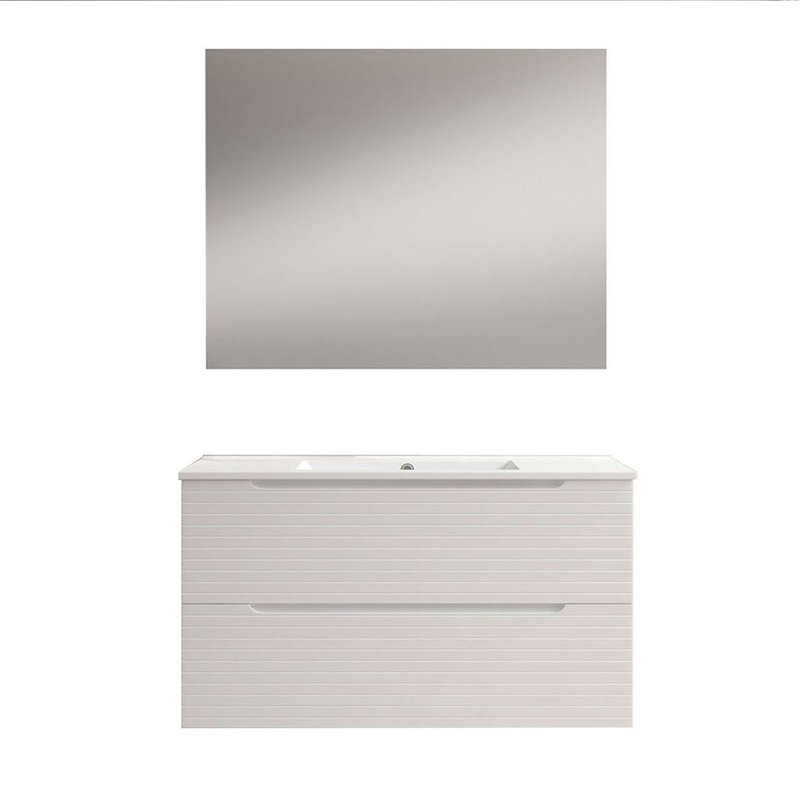 Conjunto de baño valnera 80x45 cm blanco mate 2 cajones suspendido