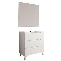 Conjunto de baño valnera 80x45 cm blanco mate 3 cajones con patas