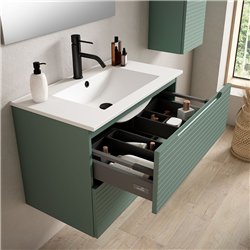 Conjunto de baño valnera 80x45 cm verde lago mate 2 cajones suspendido