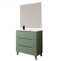 Conjunto de baño valnera 80x45 cm verde lago mate 3 cajones con patas