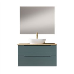 Conjunto de baño valnera sobre encimera 100x45 cm azul oceano mate 2 cajones sus