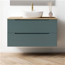 Conjunto de baño valnera sobre encimera 100x45 cm azul oceano mate 2 cajones sus