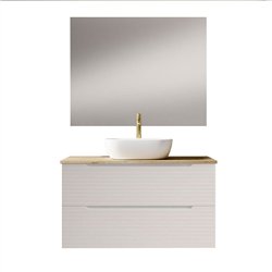 Conjunto de baño valnera sobre encimera 100x45 cm blanco mate 2 cajones suspendi