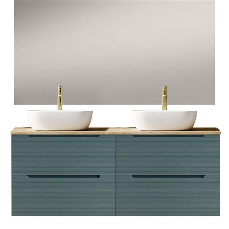 Conjunto de baño valnera sobre encimera 120x45 cm azul oceano mate 2 cajones sus