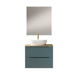 Conjunto de baño valnera sobre encimera 60x45 cm azul oceano mate 2 cajones susp