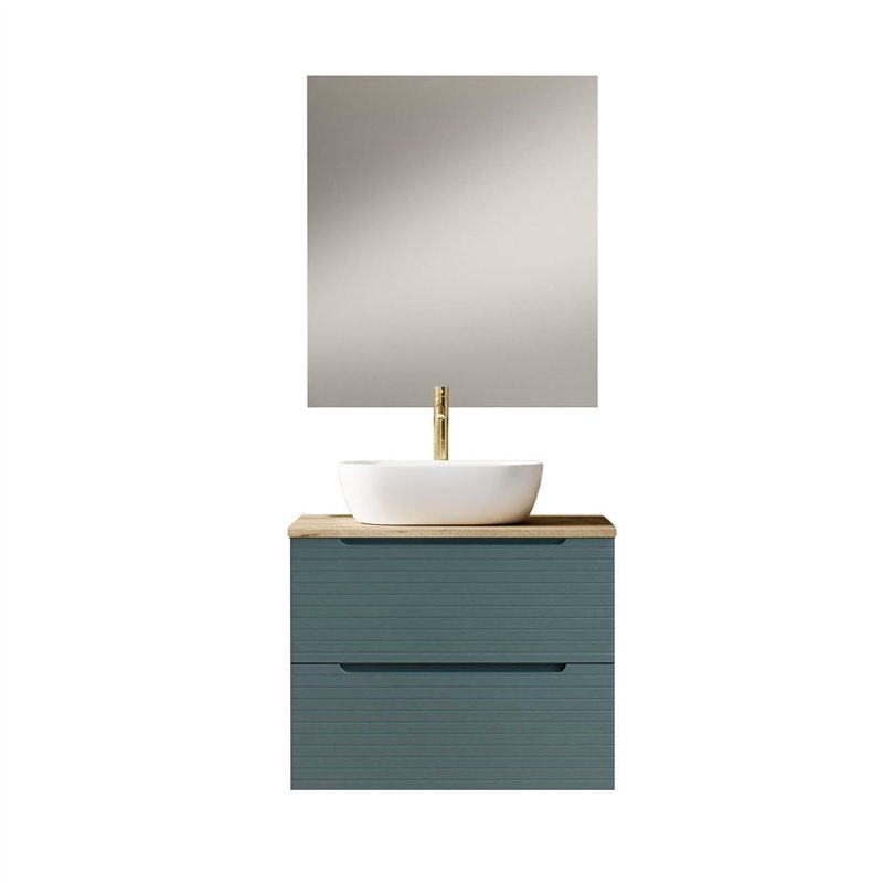 Conjunto de baño valnera sobre encimera 60x45 cm azul oceano mate 2 cajones susp