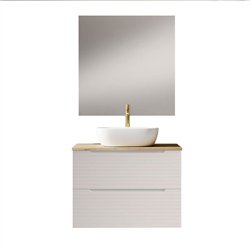 Conjunto de baño valnera sobre encimera 60x45 cm blanco mate 2 cajones suspendid