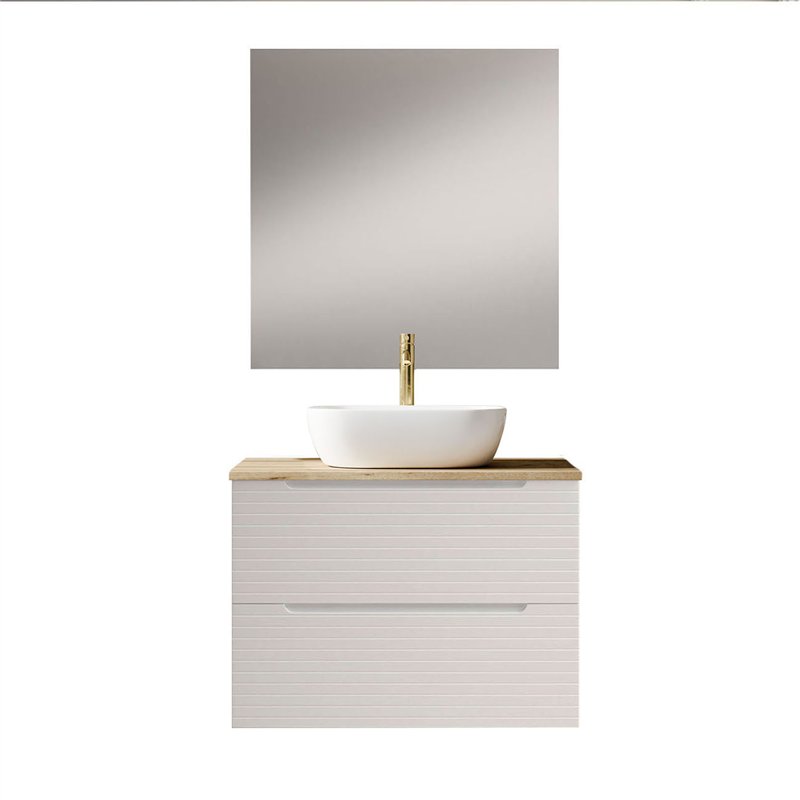 Conjunto de baño valnera sobre encimera 60x45 cm blanco mate 2 cajones suspendid