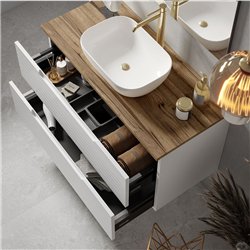 Conjunto de baño valnera sobre encimera 60x45 cm blanco mate 2 cajones suspendid