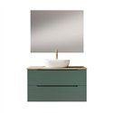 Conjunto de baño valnera sobre encimera 60x45 cm verde lago mate 2 cajones suspe