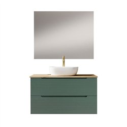 Conjunto de baño valnera sobre encimera 60x45 cm verde lago mate 2 cajones suspe