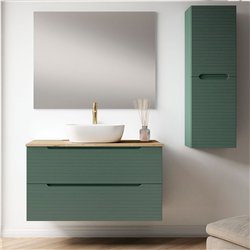 Conjunto de baño valnera sobre encimera 60x45 cm verde lago mate 2 cajones suspe