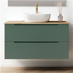 Conjunto de baño valnera sobre encimera 60x45 cm verde lago mate 2 cajones suspe