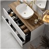 Conjunto de baño valnera sobre encimera 80x45 cm blanco mate 2 cajones suspendid