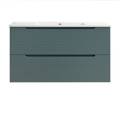 Mueble + lavabo valnera 100x45 cm azul oceano mate 2 cajones suspendido