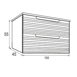 Mueble + lavabo valnera 100x45 cm azul oceano mate 2 cajones suspendido