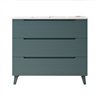Mueble + lavabo valnera 100x45 cm azul oceano mate 3 cajones con patas