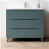 Mueble + lavabo valnera 100x45 cm azul oceano mate 3 cajones con patas