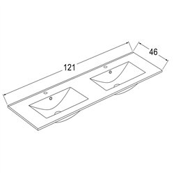Mueble + lavabo valnera 120x45 cm blanco mate 2 cajones suspendido