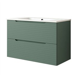 Mueble + lavabo valnera 120x45 cm verde lago mate 2 cajones suspendido